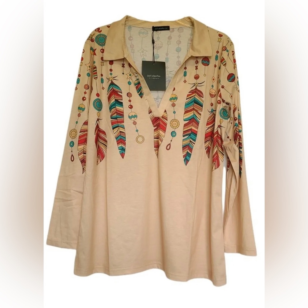 Women’s Long Sleeve Top Size 2XL Tribal Aztec